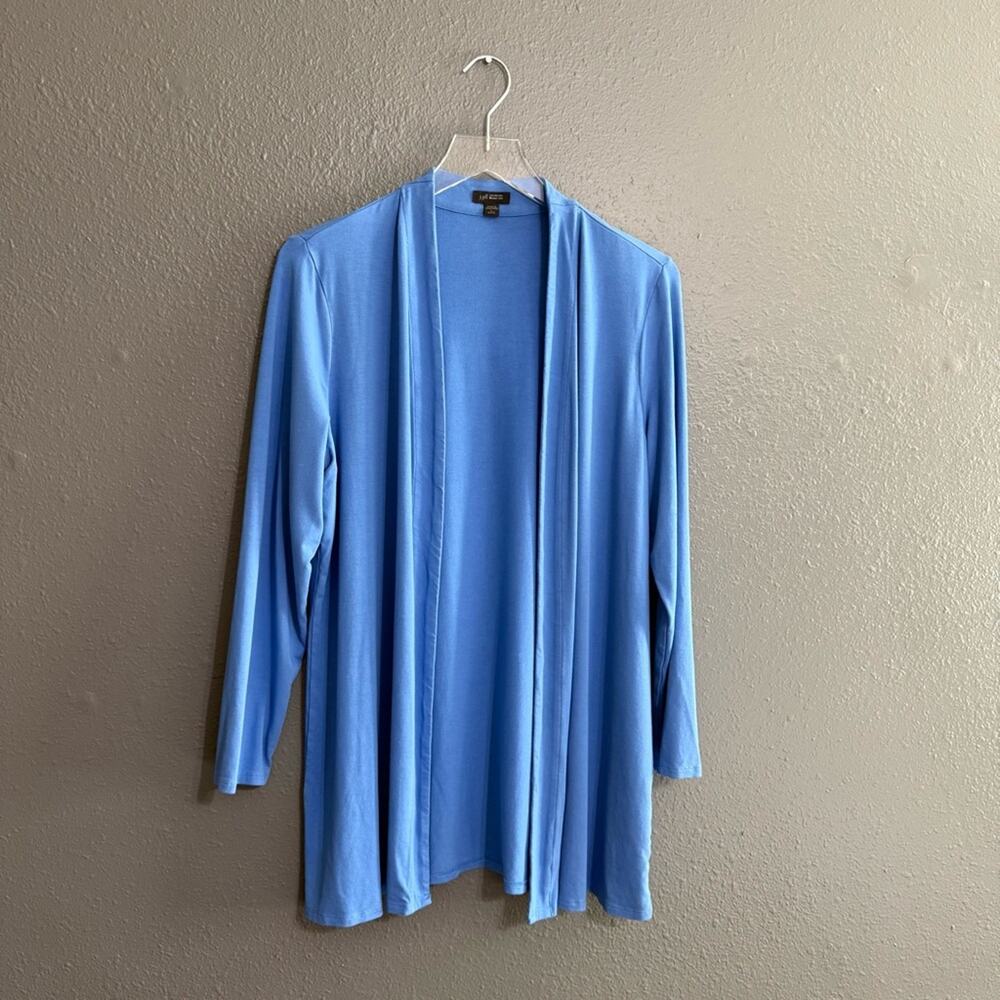 J. Jill Wearever Collection Ocean Blue Open Cardigan Size LP